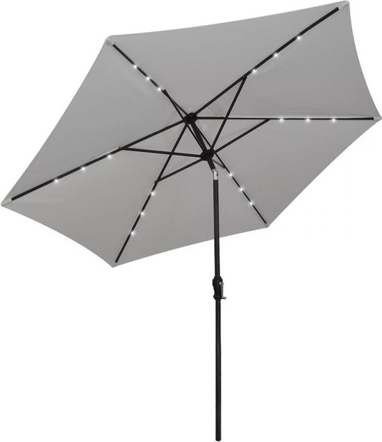Parasol 300 cm rond met ingebouwde LED verlichting + inklapbare parasolvoet