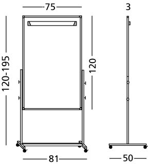 Flipover combi ( voorzijde whiteboard/flipover, achterzijde prikbord/presentiebord)