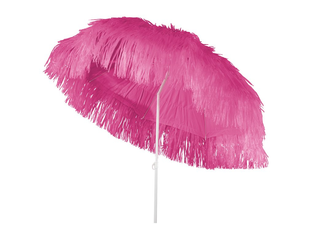Raffia parasol roze 180 cm + voet