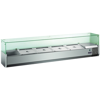 saladebar gekoeld 120 cm  (5 x 1/4 gastronorm 10 cm diep)