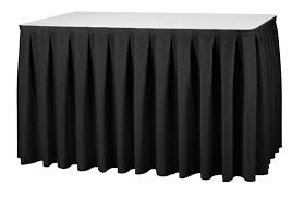 Partytafel de  183 x 76 cm + zwart rok en wit kleed