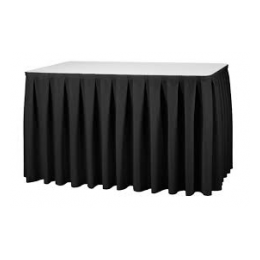 Partytafel de  183 x 76 cm + zwart rok en wit kleed